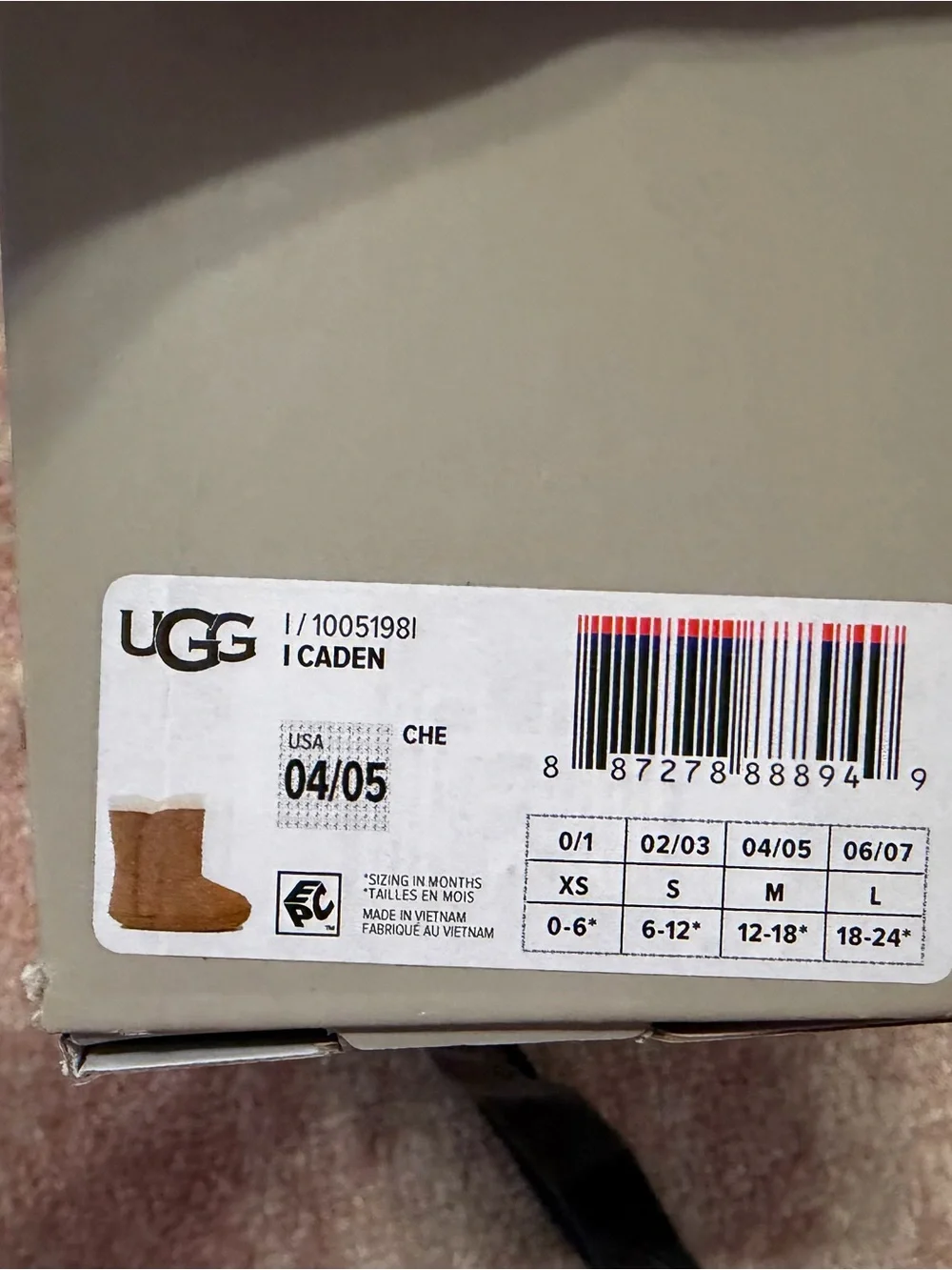 UGG Chestnut Suede Infant Slipper Booties with White Fur Trim